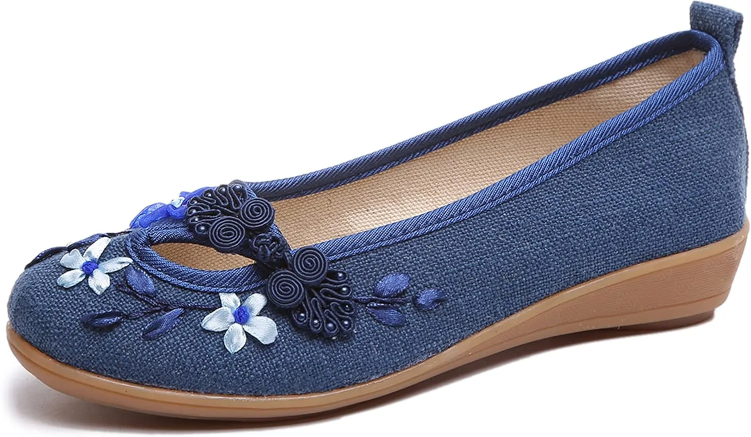 Hee grand Chinese Style Embroidered Flats for Women Comfort Slip on Walking Shoes Mary Jane Shoes