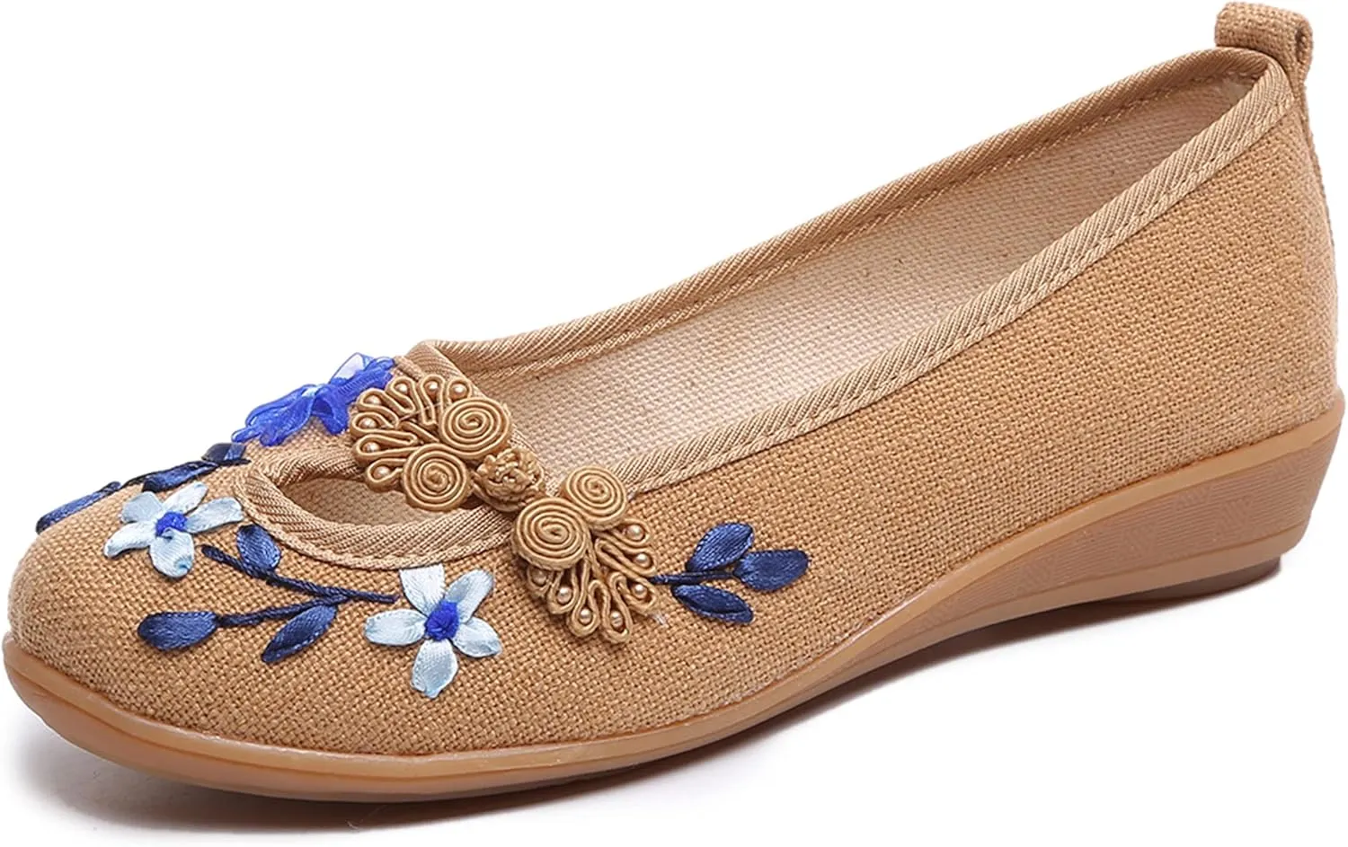 Hee grand Chinese Style Embroidered Flats for Women Comfort Slip on Walking Shoes Mary Jane Shoes