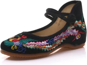 Hee grand Women's Chinese Style Embroidered Flats Comfortable Slip on Shoes Mary Jane Shoes