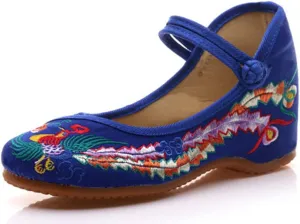 Hee grand Women's Chinese Style Embroidered Flats Comfortable Slip on Shoes Mary Jane Shoes