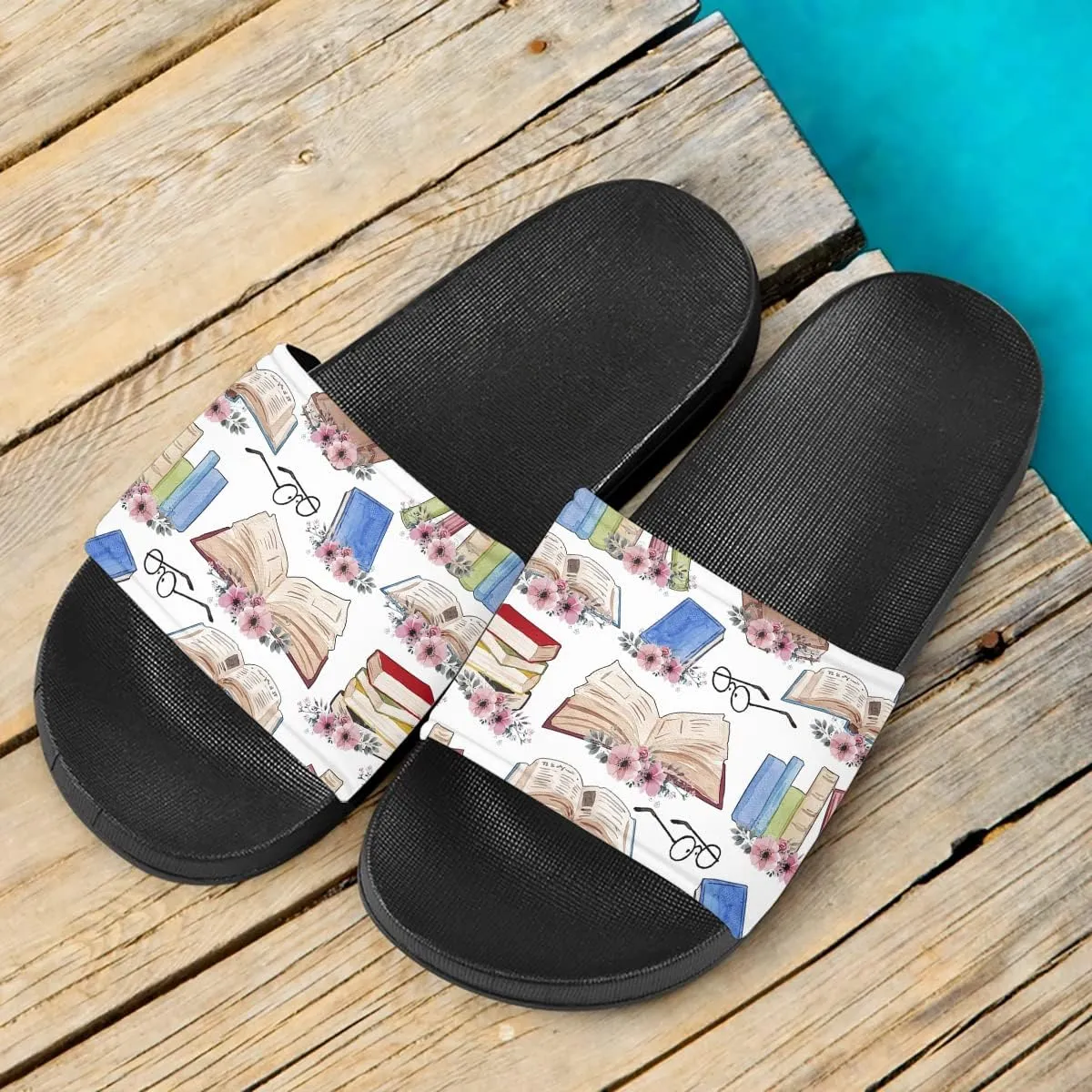 Howilath Novelty Animals Pattern Women's Slide Sandals, Casual Soft Sole Open Toe Non-Slip Single Band Slide Sandals