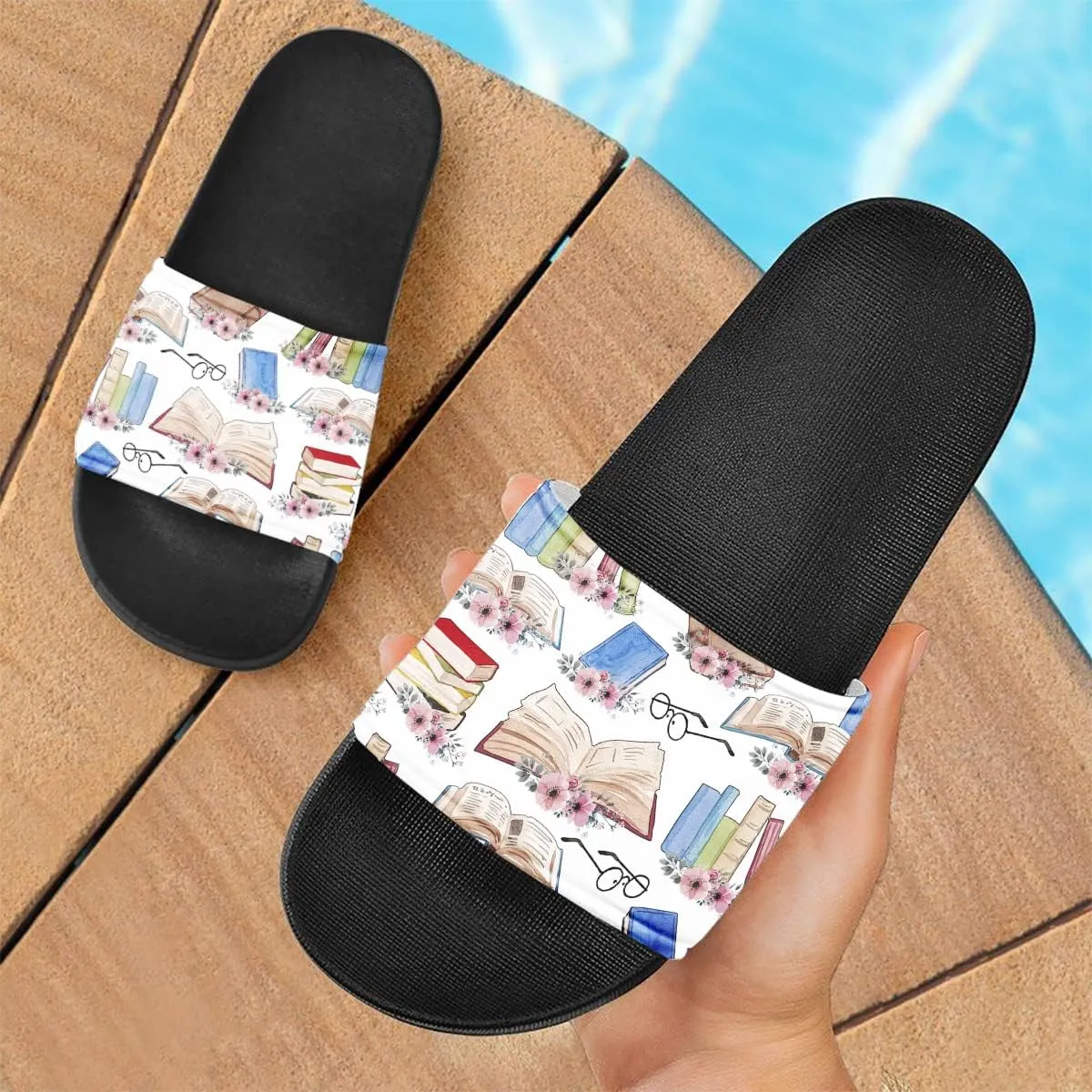 Howilath Novelty Animals Pattern Women's Slide Sandals, Casual Soft Sole Open Toe Non-Slip Single Band Slide Sandals