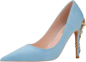 JOEupin High Heels Womens Pointed Toe Heels Satin Pumps Stiletto Bridal Party Dress Evening Wedding Shoes for Woman