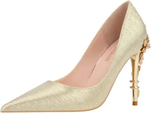 JOEupin High Heels Womens Pointed Toe Heels Satin Pumps Stiletto Bridal Party Dress Evening Wedding Shoes for Woman
