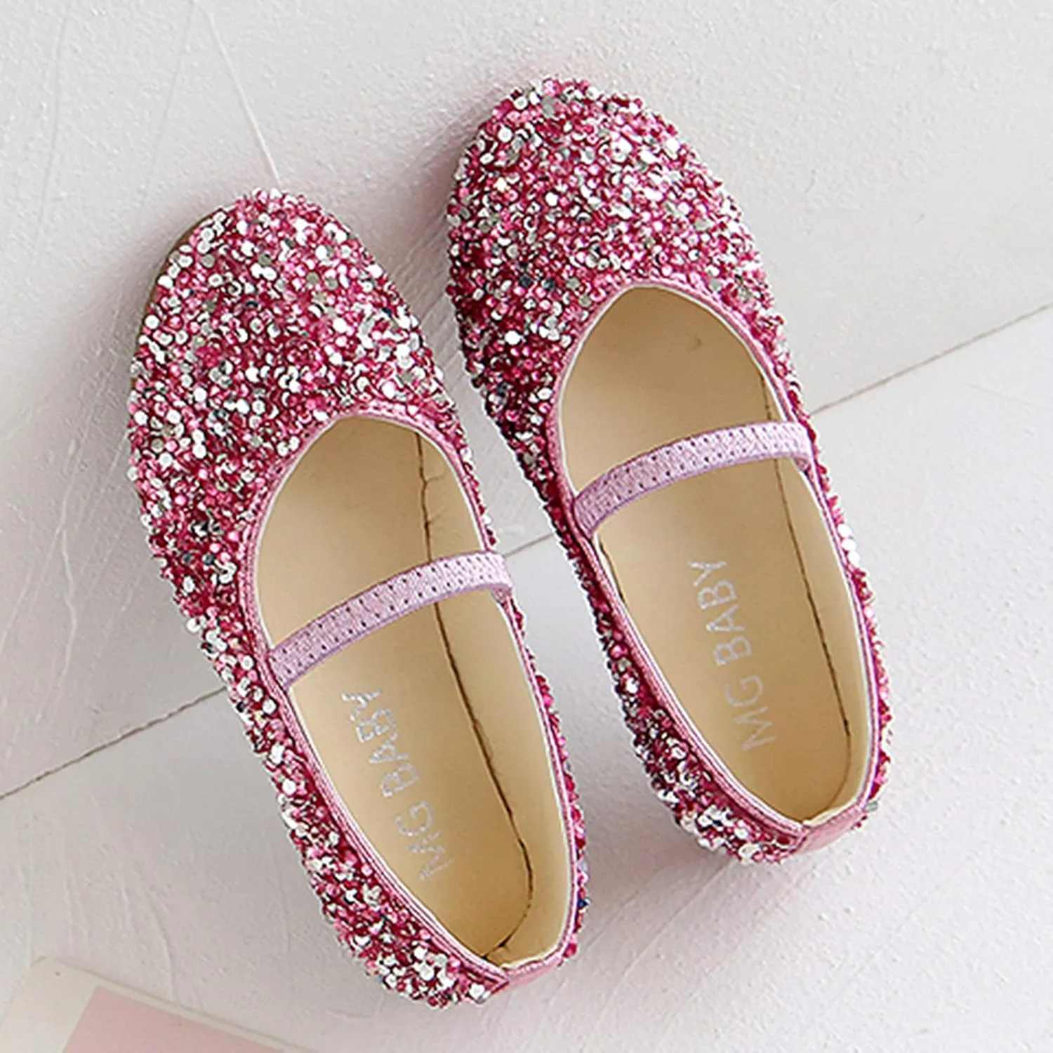 Kids Baby Princess Glitter Shoes Children Girls Dance Leather Shoes Sequined Soft Bottom Wedding Dress Flat Shoes