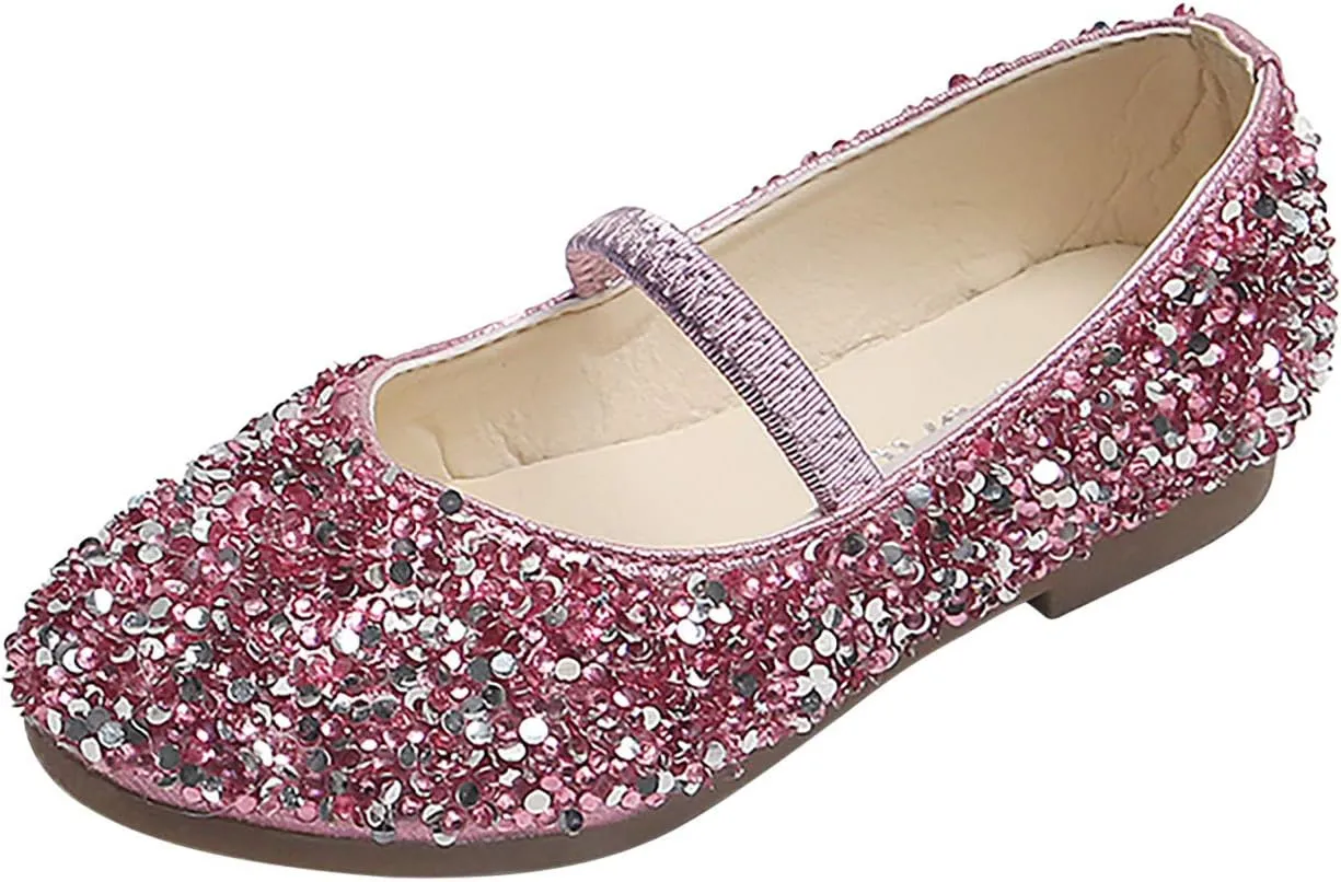 Kids Baby Princess Glitter Shoes Children Girls Dance Leather Shoes Sequined Soft Bottom Wedding Dress Flat Shoes