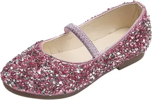 Kids Baby Princess Glitter Shoes Children Girls Dance Leather Shoes Sequined Soft Bottom Wedding Dress Flat Shoes