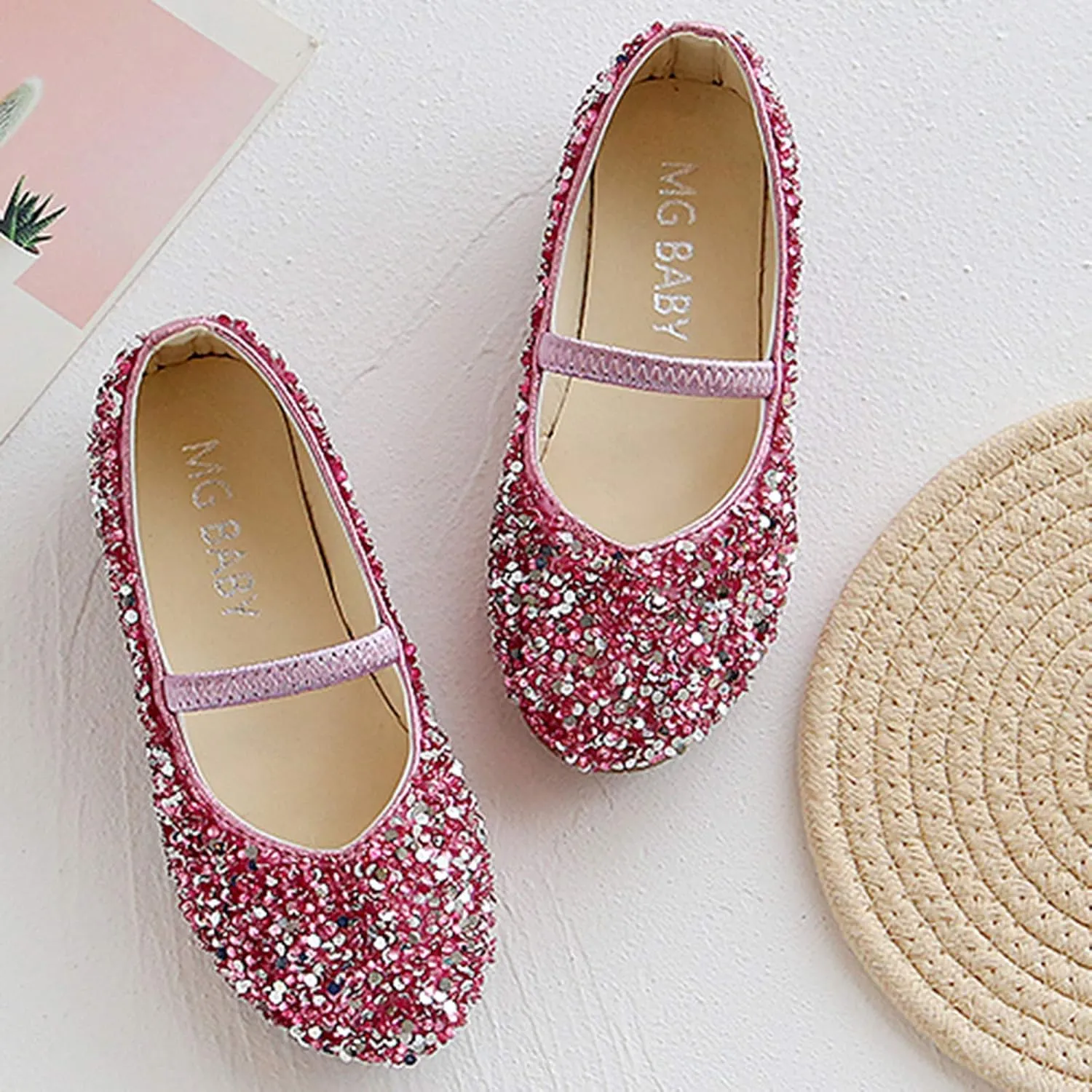 Kids Baby Princess Glitter Shoes Children Girls Dance Leather Shoes Sequined Soft Bottom Wedding Dress Flat Shoes