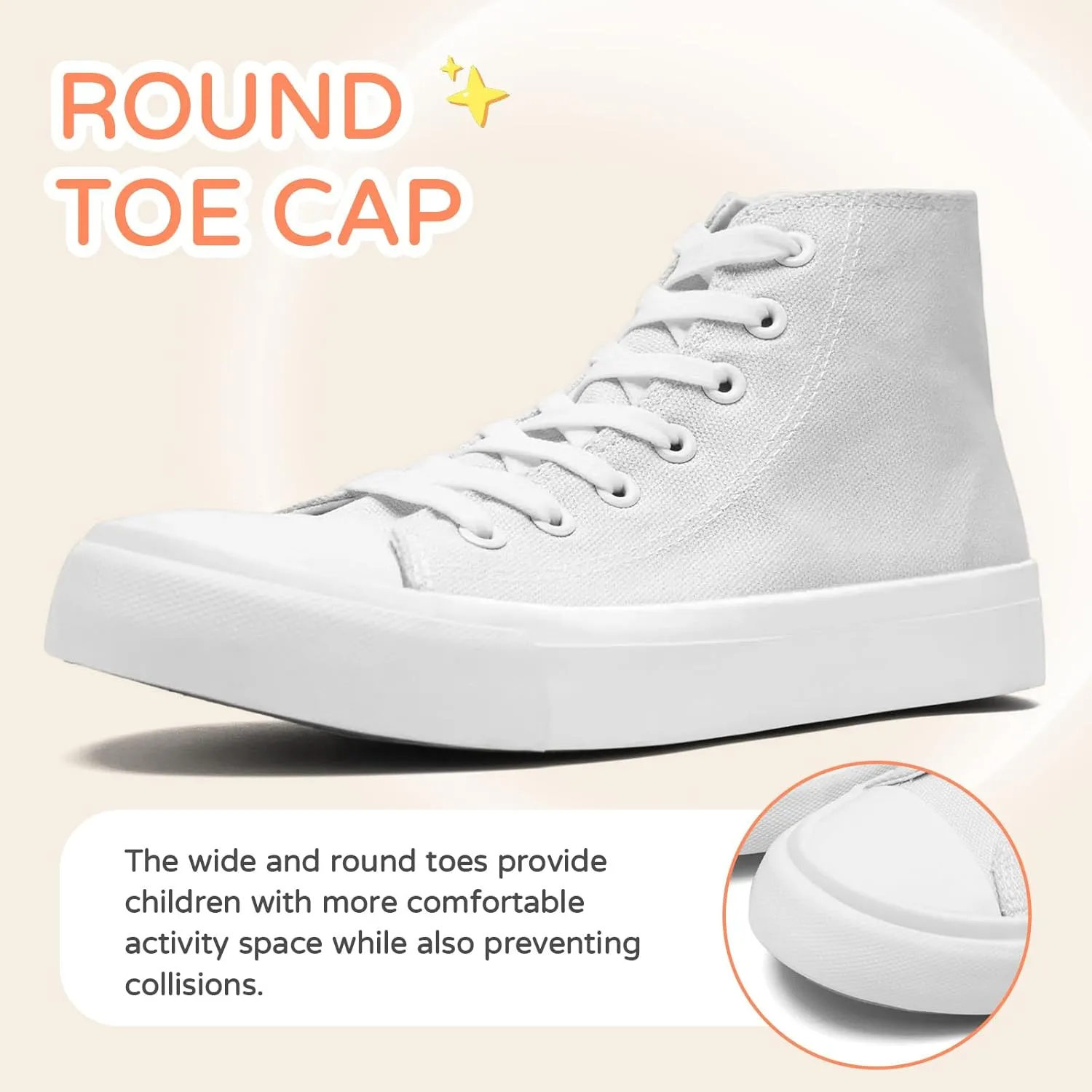 Kids Canvas Sneakers for Girls Boys High Top Canvas Fashion Shoes Comfortable Classic Casual Lace up Walking Running Shoes