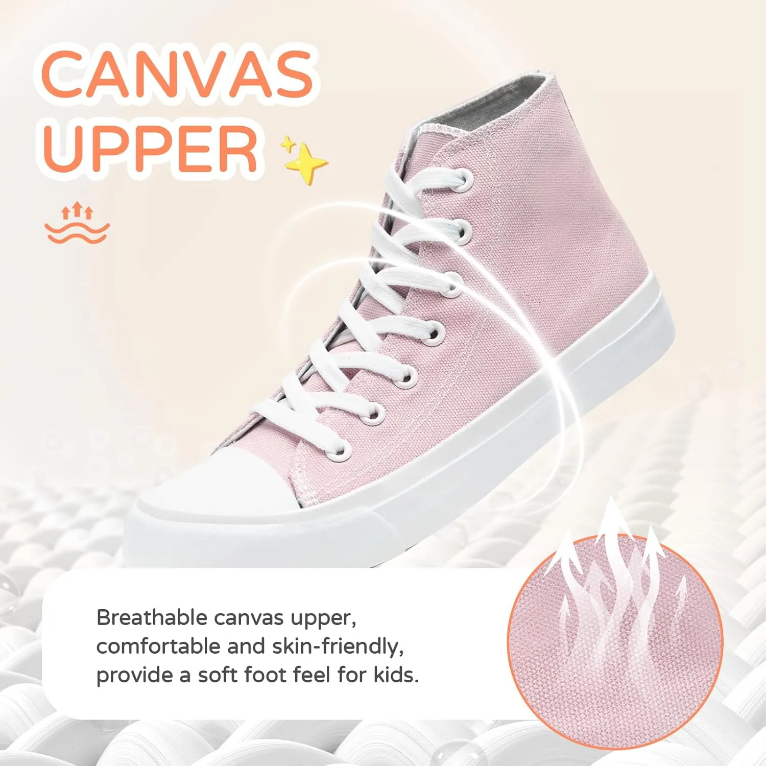 Kids Canvas Sneakers for Girls Boys High Top Canvas Fashion Shoes Comfortable Classic Casual Lace up Walking Running Shoes
