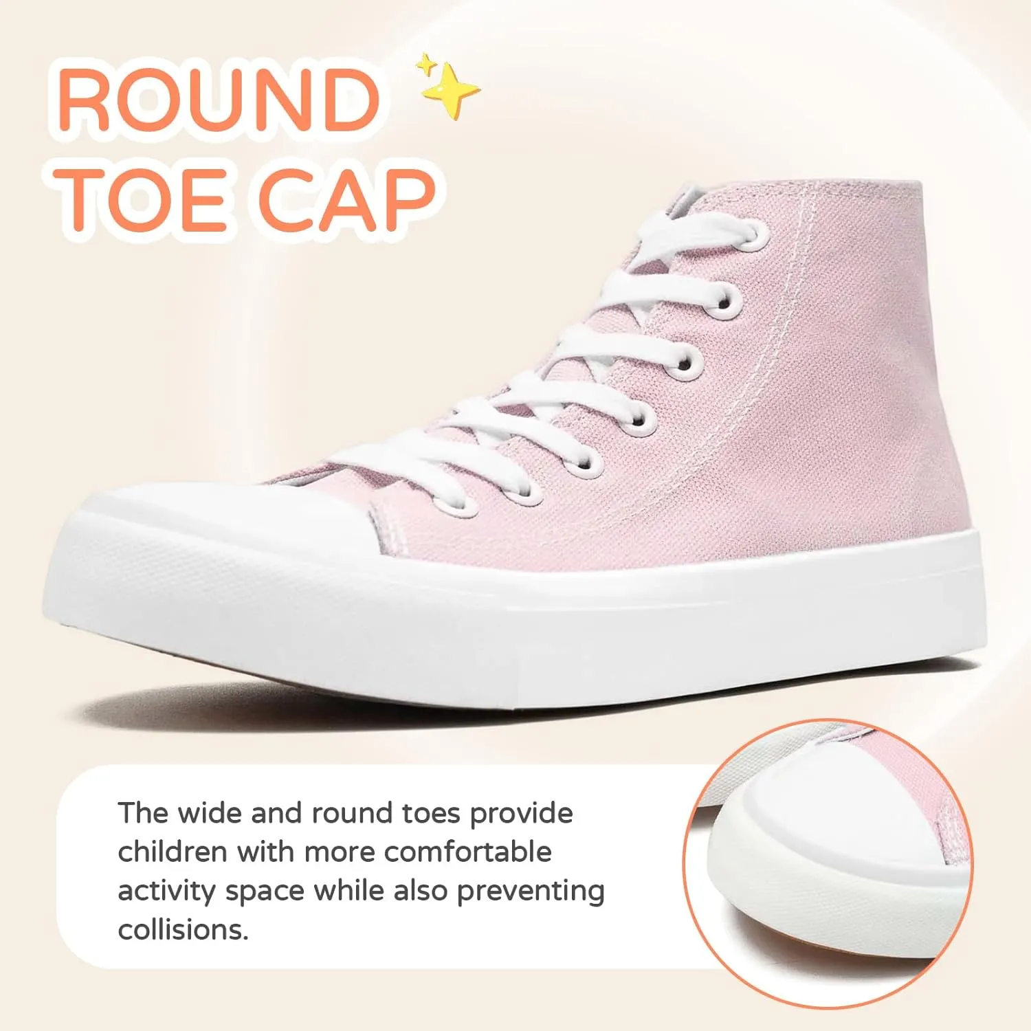 Kids Canvas Sneakers for Girls Boys High Top Canvas Fashion Shoes Comfortable Classic Casual Lace up Walking Running Shoes