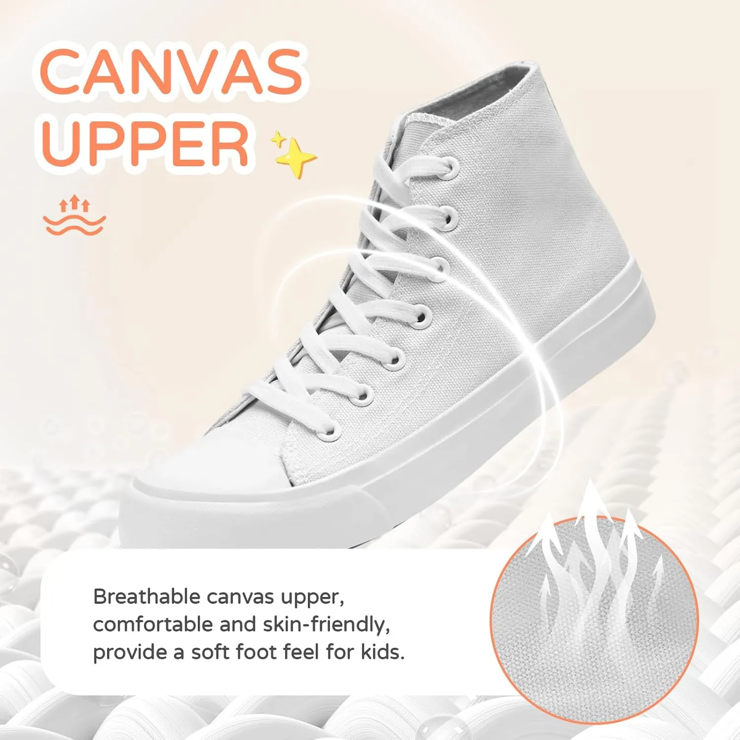 Kids Canvas Sneakers for Girls Boys High Top Canvas Fashion Shoes Comfortable Classic Casual Lace up Walking Running Shoes