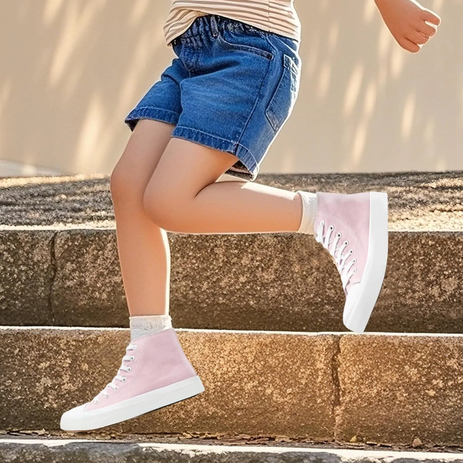Kids Canvas Sneakers for Girls Boys High Top Canvas Fashion Shoes Comfortable Classic Casual Lace up Walking Running Shoes