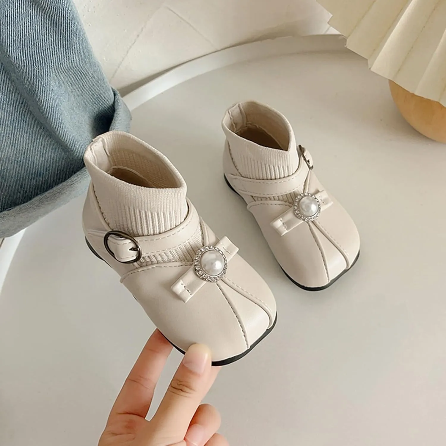 Kids Girls Ankle Bootie Girls Spring Autumn Winter Short Boots Little Girl Flying Woven Princess Classic Hiking Boots