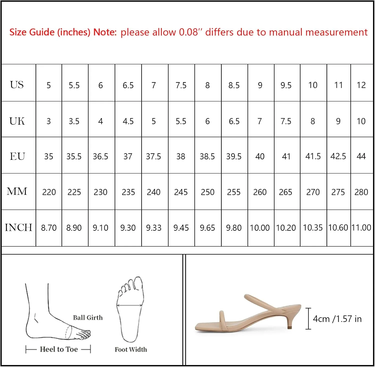 Kitten Heels Women Two Strap Heels Open Square Toe Heeled Sandals Low Heels for Women Slip on Slide Sandals