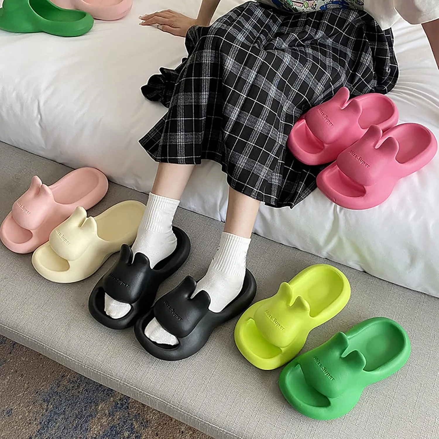 Lightweight Slides Sandal for Women Open Toe Shower Shoes Bathroom Sandals Slim Sandals Women's Slides