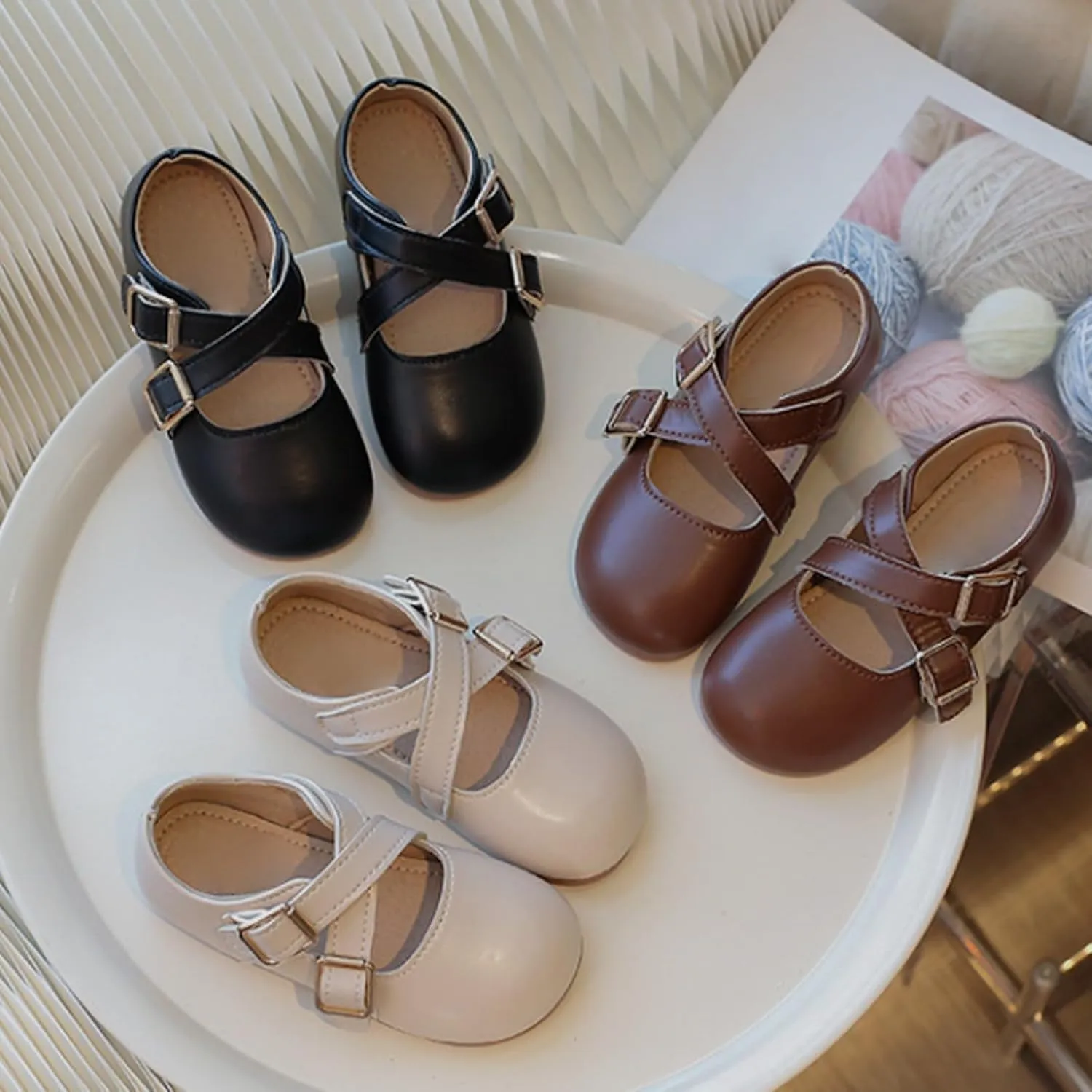 Little Girls Mary Jane School Unifor Shoes Buckle Strap Dress Flat Moccasis Toddler Princess Soft Sole Shoes