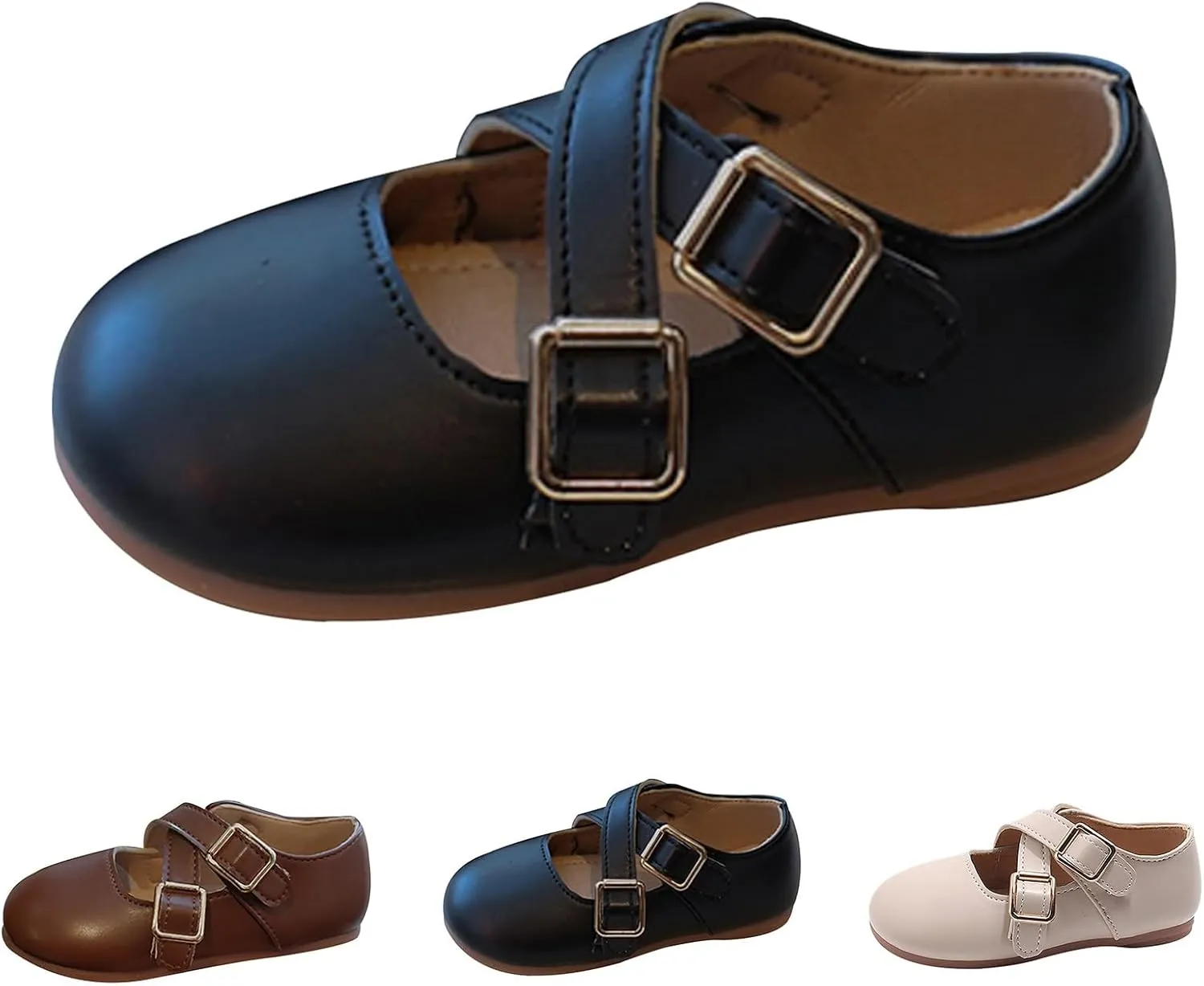 Little Girls Mary Jane School Unifor Shoes Buckle Strap Dress Flat Moccasis Toddler Princess Soft Sole Shoes