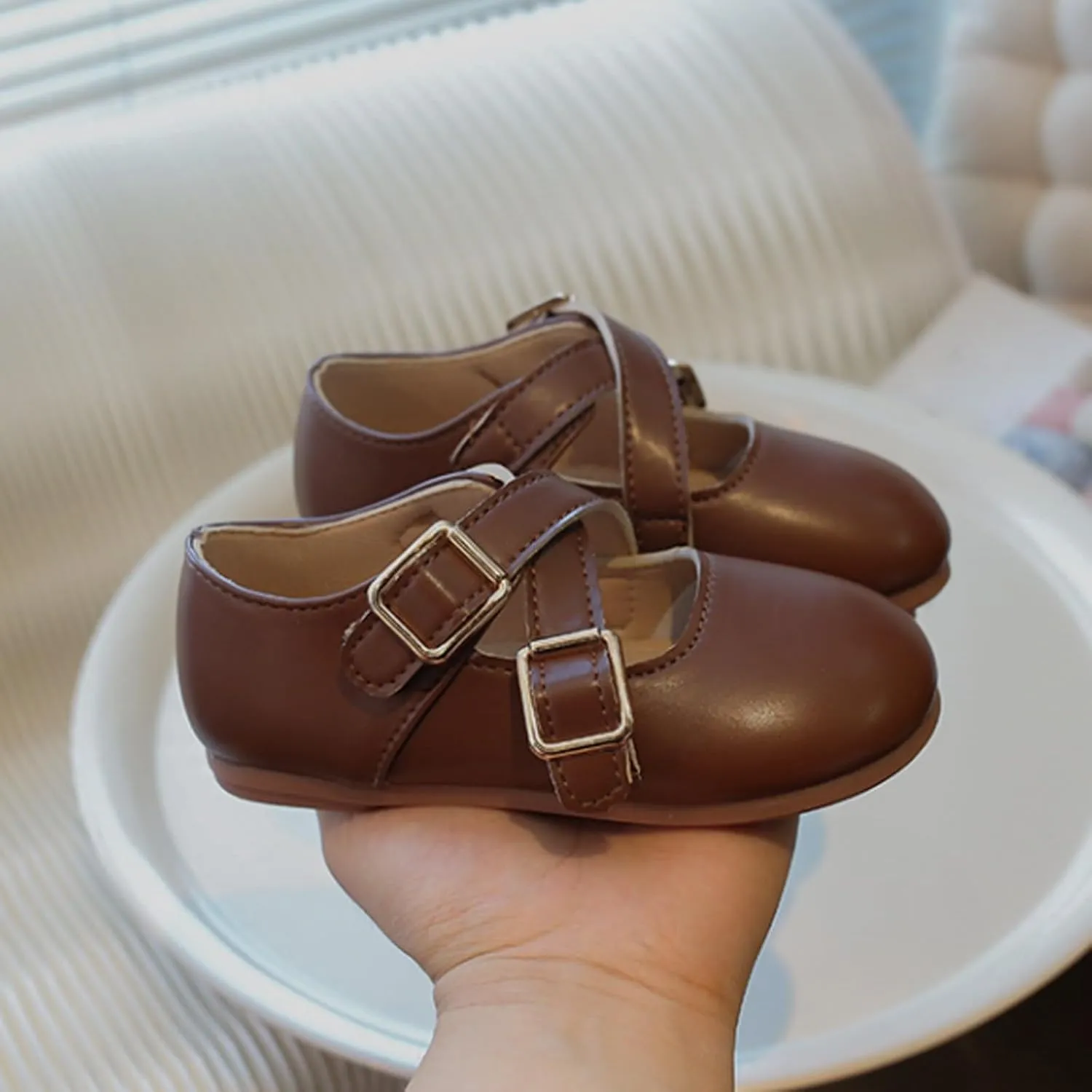 Little Girls Mary Jane School Unifor Shoes Buckle Strap Dress Flat Moccasis Toddler Princess Soft Sole Shoes