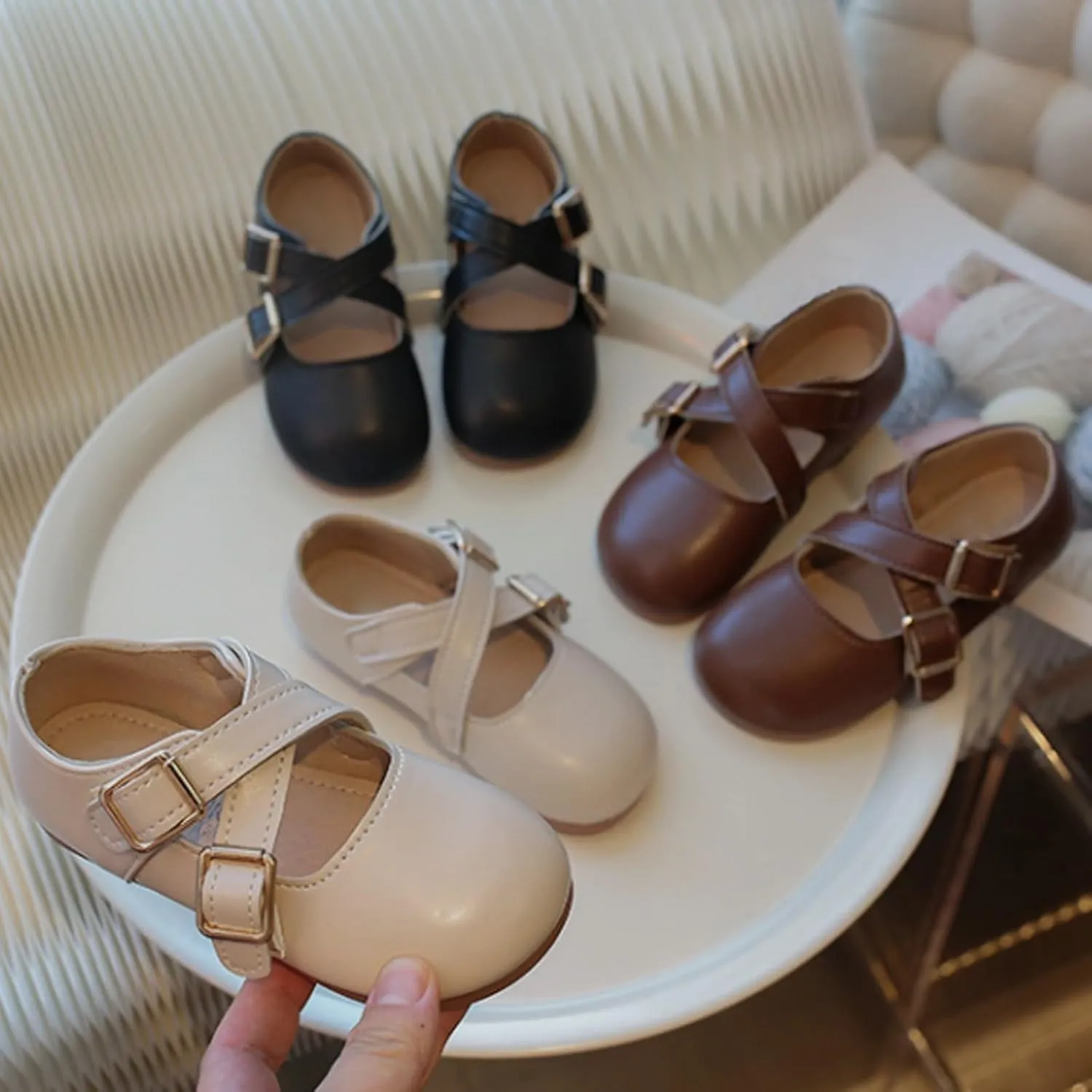 Little Girls Mary Jane School Unifor Shoes Buckle Strap Dress Flat Moccasis Toddler Princess Soft Sole Shoes