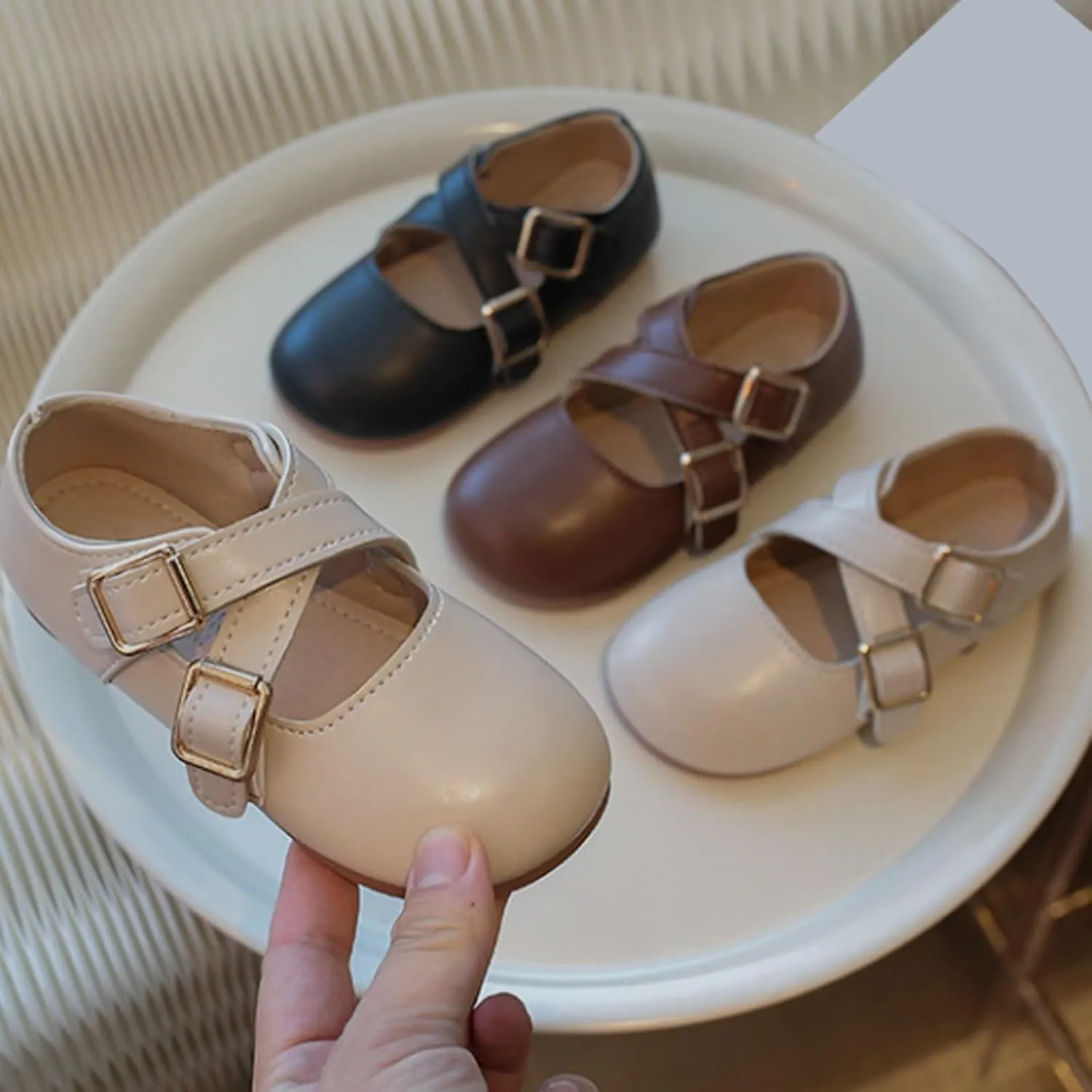 Little Girls Mary Jane School Unifor Shoes Buckle Strap Dress Flat Moccasis Toddler Princess Soft Sole Shoes