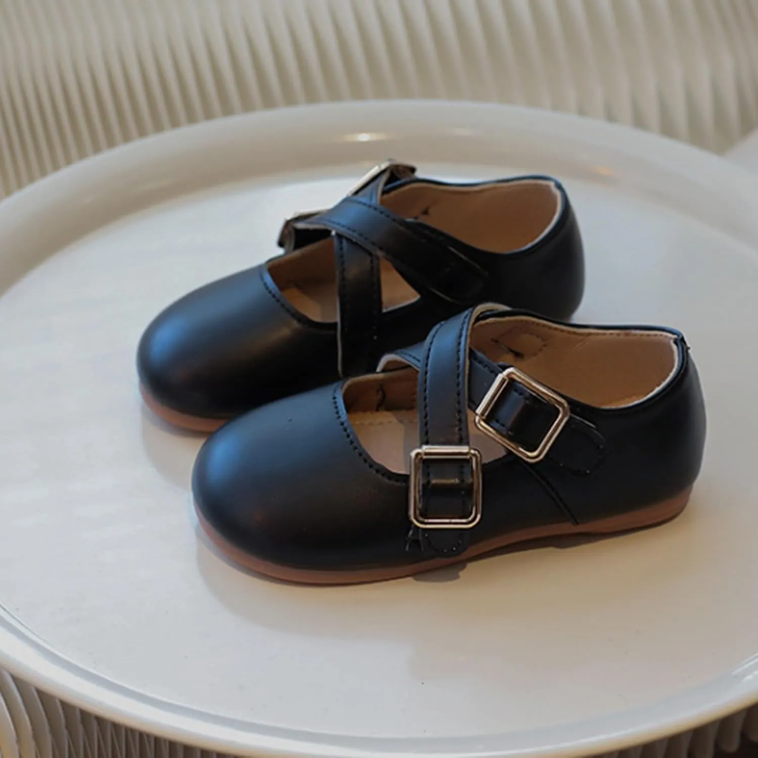 Little Girls Mary Jane School Unifor Shoes Buckle Strap Dress Flat Moccasis Toddler Princess Soft Sole Shoes