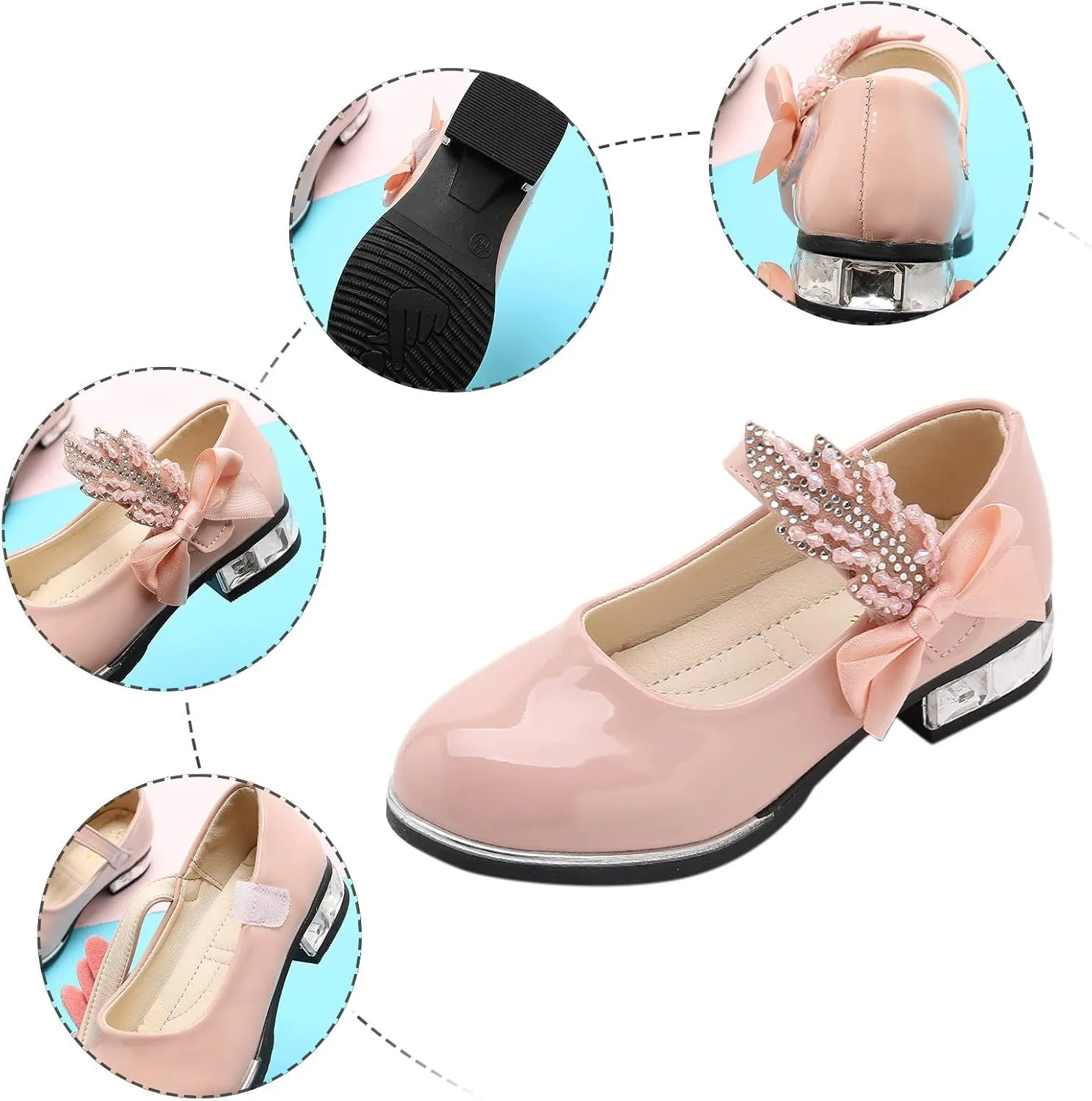 Mary Jane Shoes Dress for Girls Shoes Flower Girl School Shoes Pump Patent Leather Shoes Low Heel Flats for Wedding