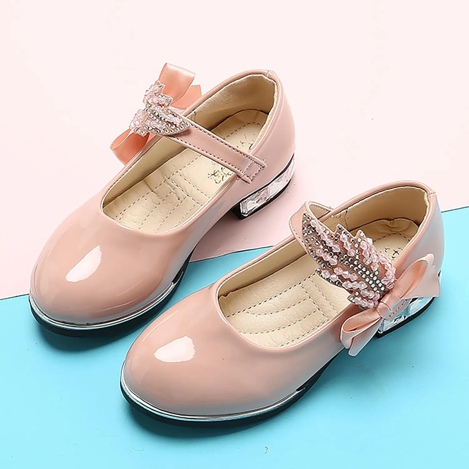 Mary Jane Shoes Dress for Girls Shoes Flower Girl School Shoes Pump Patent Leather Shoes Low Heel Flats for Wedding