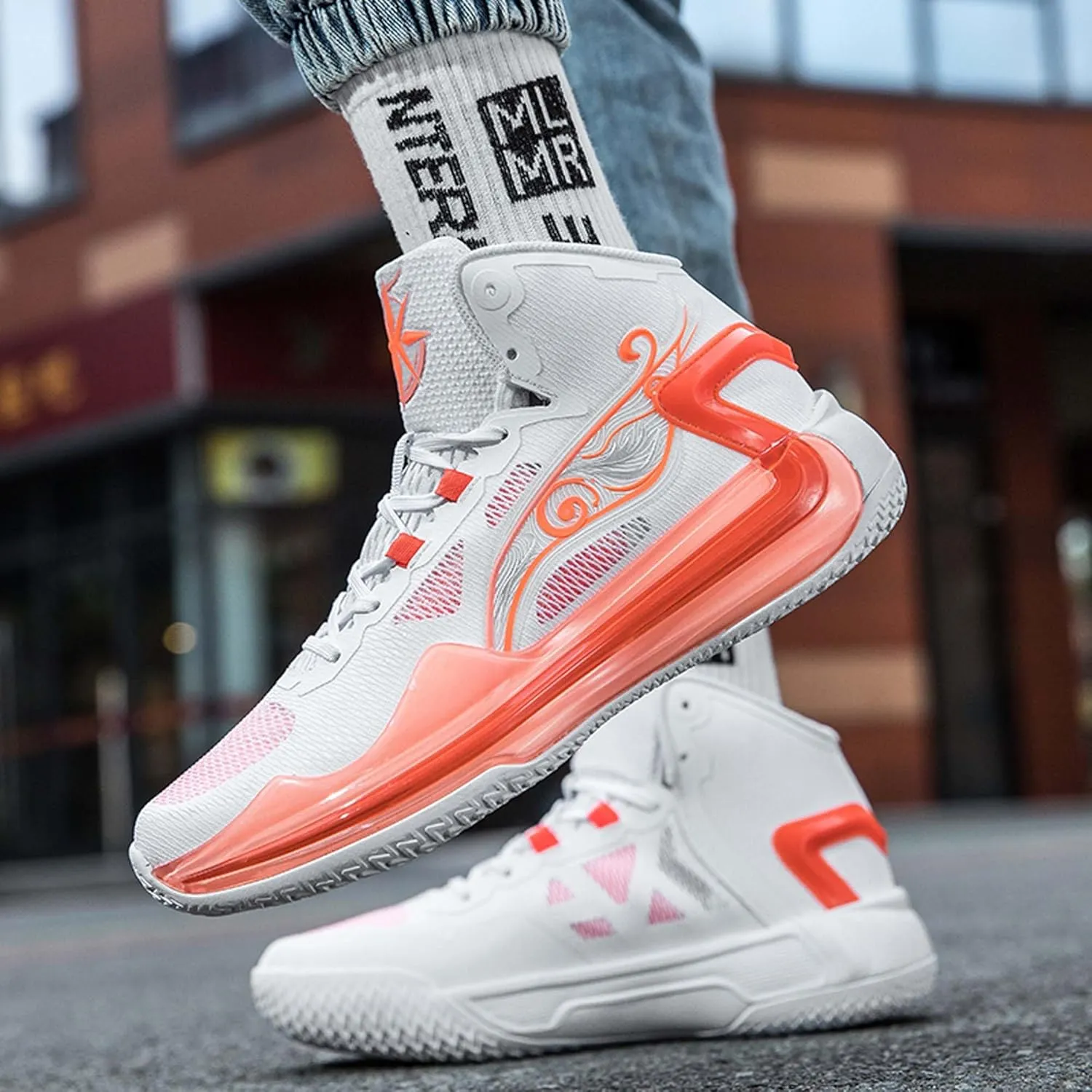 Men and Women Comfortable and Breathable Basketball Sneakers Mid Top Lace Up Non Slip Running Shoes Lightweight Carrying Casual Walking Shoes Durable Cross Training Shoes Skateboarding Shoes