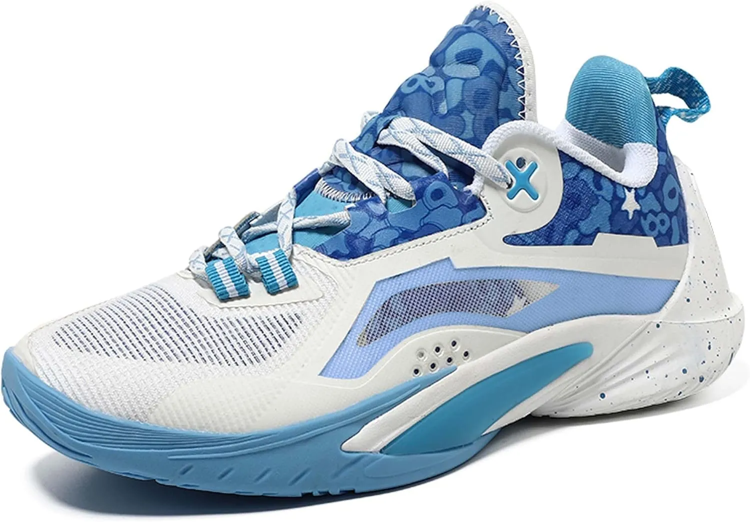 Mens and Womens Mid Top Lace Up Basketball Sneakers Non Slip and Breathable Running Shoes Rubber Sole Wear Resistant Walking Shoes Competitive Badminton Shoes Cross Training Shoes Skateboarding Shoes