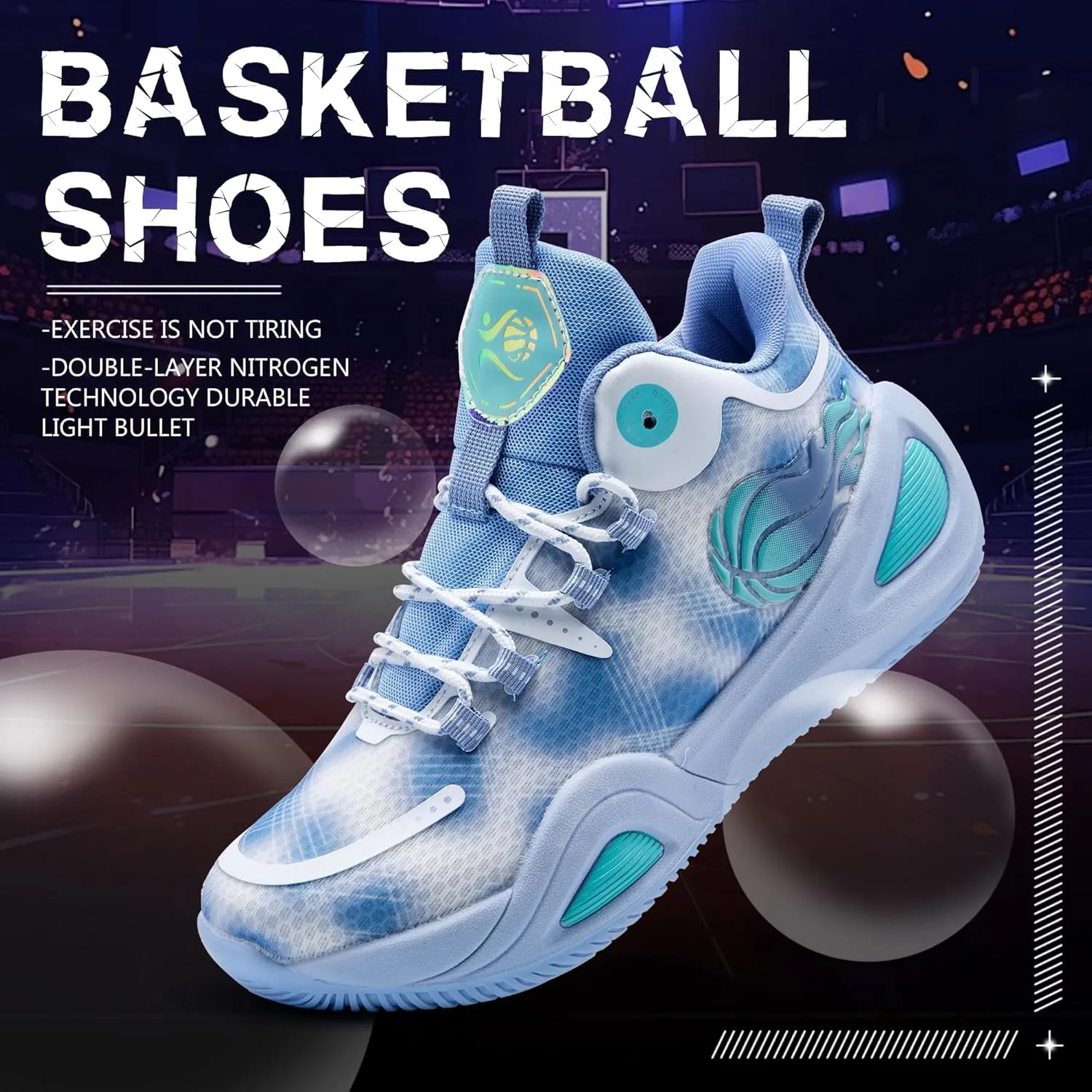 Men's Basketball Shoes Fashionable Breathable Anti Slip Sports Shoes Outdoor Running Fitness Training Shoes