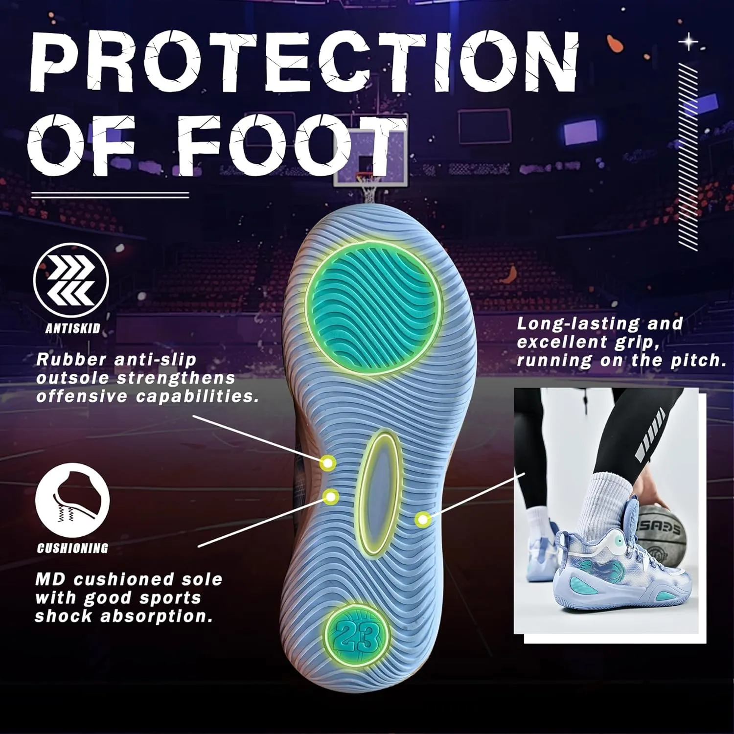 Men's Basketball Shoes Fashionable Breathable Anti Slip Sports Shoes Outdoor Running Fitness Training Shoes