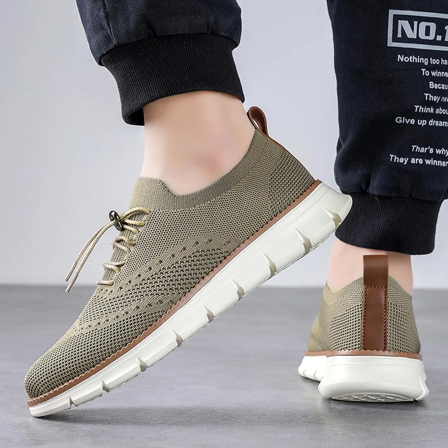 Mens Casual Dress Oxfords Breathable Knit Mesh Lace Up Lightweight Comfortable Walking Fashion Sneakers