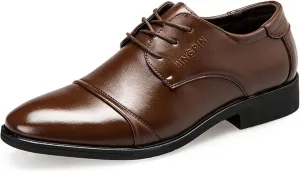 Men's Dress Shoes Black Size 11 Fashion Summer and Autumn Men Leather Shoes Low Heel Pointed Toe Lace Up Solid Color Simple British Style Mens Business Casual Shoes
