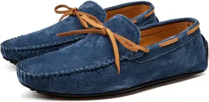 Men's Genuine Leather Moccasins Penny Loafers Casual Lace Up Slip On Gommino Flat Driving Shoes Comfort Dress Boat Shoes