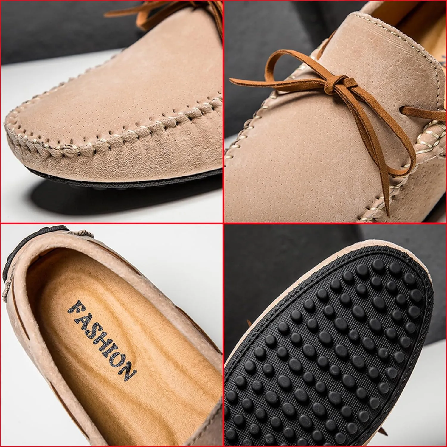 Men's Genuine Leather Moccasins Penny Loafers Casual Lace Up Slip On Gommino Flat Driving Shoes Comfort Dress Boat Shoes