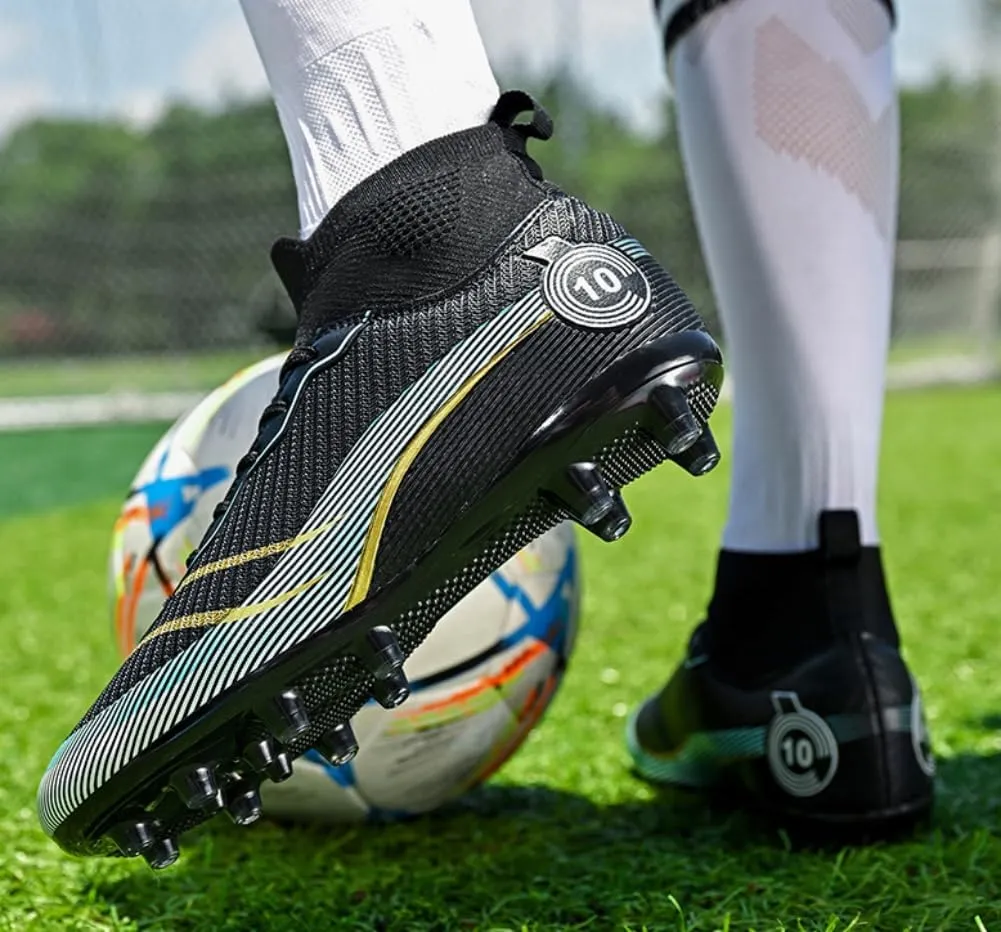 Men's High Top Soccer Students Grass Training Shoes Outdoor Turf Football Boots Wide Training Sneaker Soccer Cleats for Mens Womens Size 5.5-10