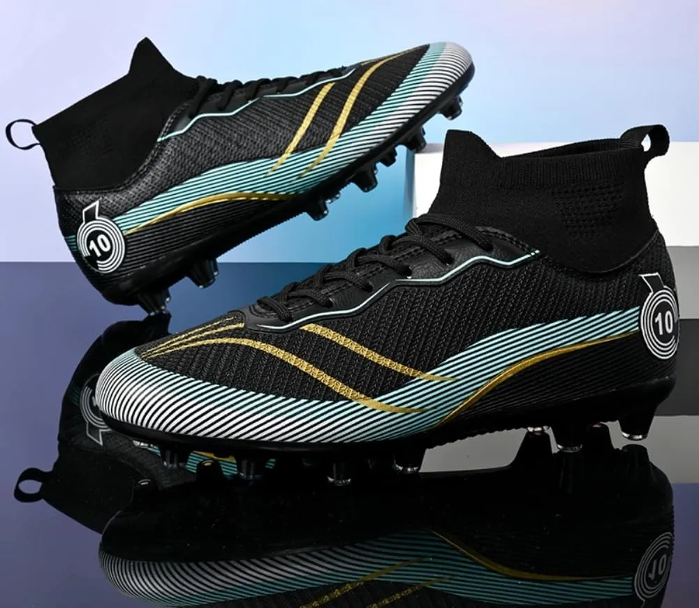 Men's High Top Soccer Students Grass Training Shoes Outdoor Turf Football Boots Wide Training Sneaker Soccer Cleats for Mens Womens Size 5.5-10