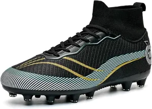 Men's High Top Soccer Students Grass Training Shoes Outdoor Turf Football Boots Wide Training Sneaker Soccer Cleats for Mens Womens Size 5.5-10