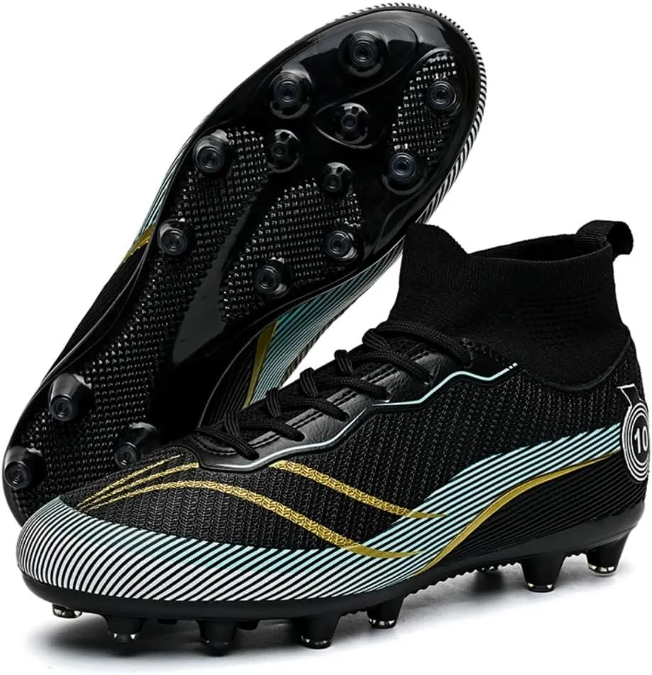 Men's High Top Soccer Students Grass Training Shoes Outdoor Turf Football Boots Wide Training Sneaker Soccer Cleats for Mens Womens Size 5.5-10