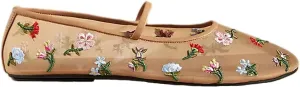 Mesh Ballet Flats for Women Embroidered Floral Mary Jane Flats Comfortable Casual Daily Dress Ballerina Shoes