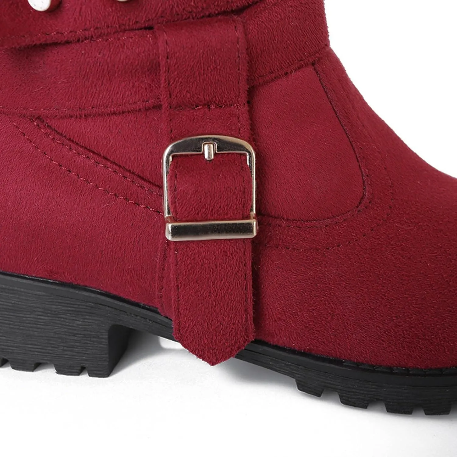 Mid Calf Warm Slip-On Thick Fur Collar Warm Waterproof Leather Non-Slip Snow Boots for Women Winter Hidden Wedge Boots
