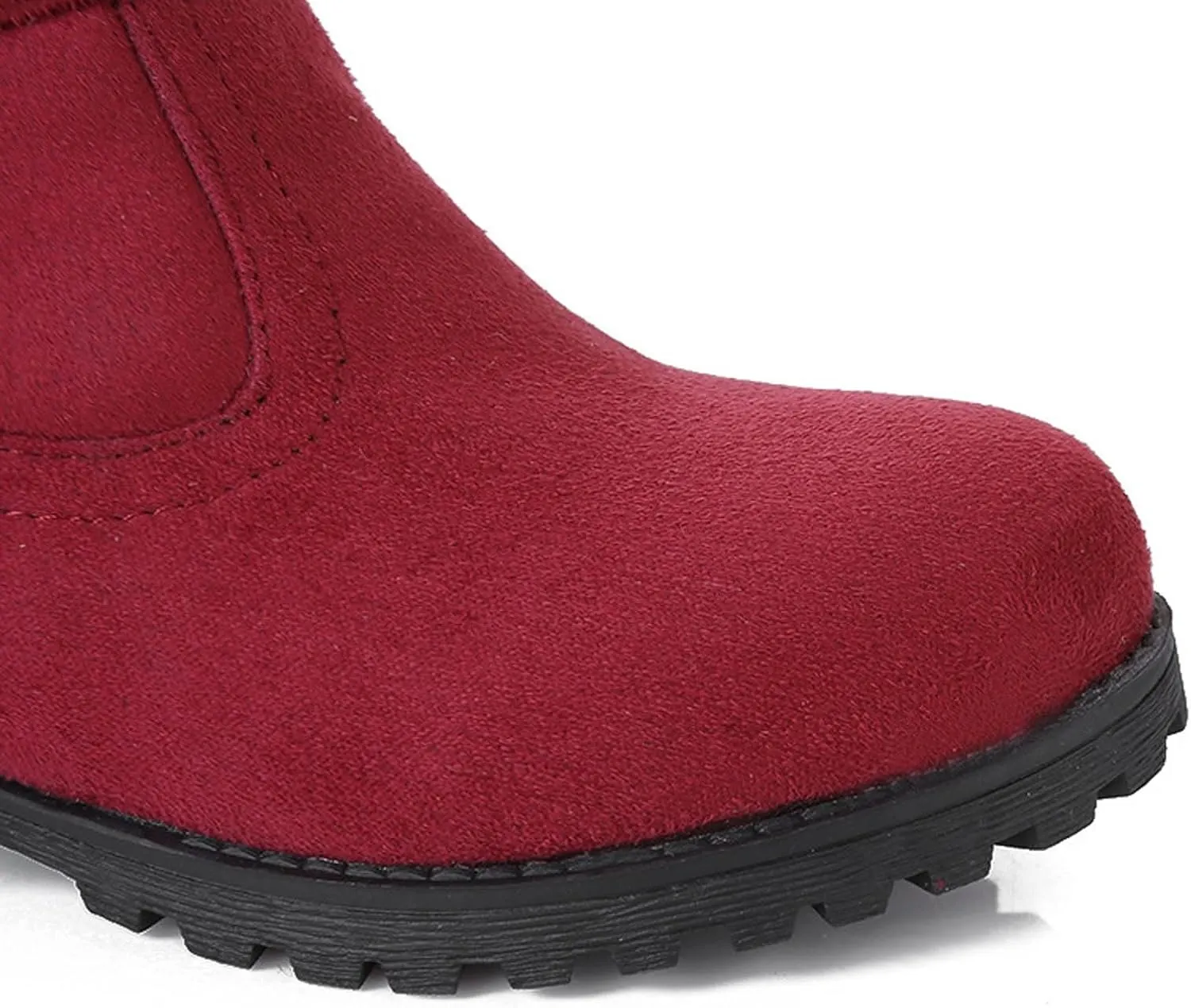 Mid Calf Warm Slip-On Thick Fur Collar Warm Waterproof Leather Non-Slip Snow Boots for Women Winter Hidden Wedge Boots