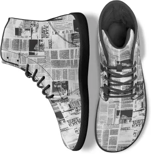 Novelty Print High Top Sneakers Shoes for Men Women Casual Lace up Barefoot Shoes