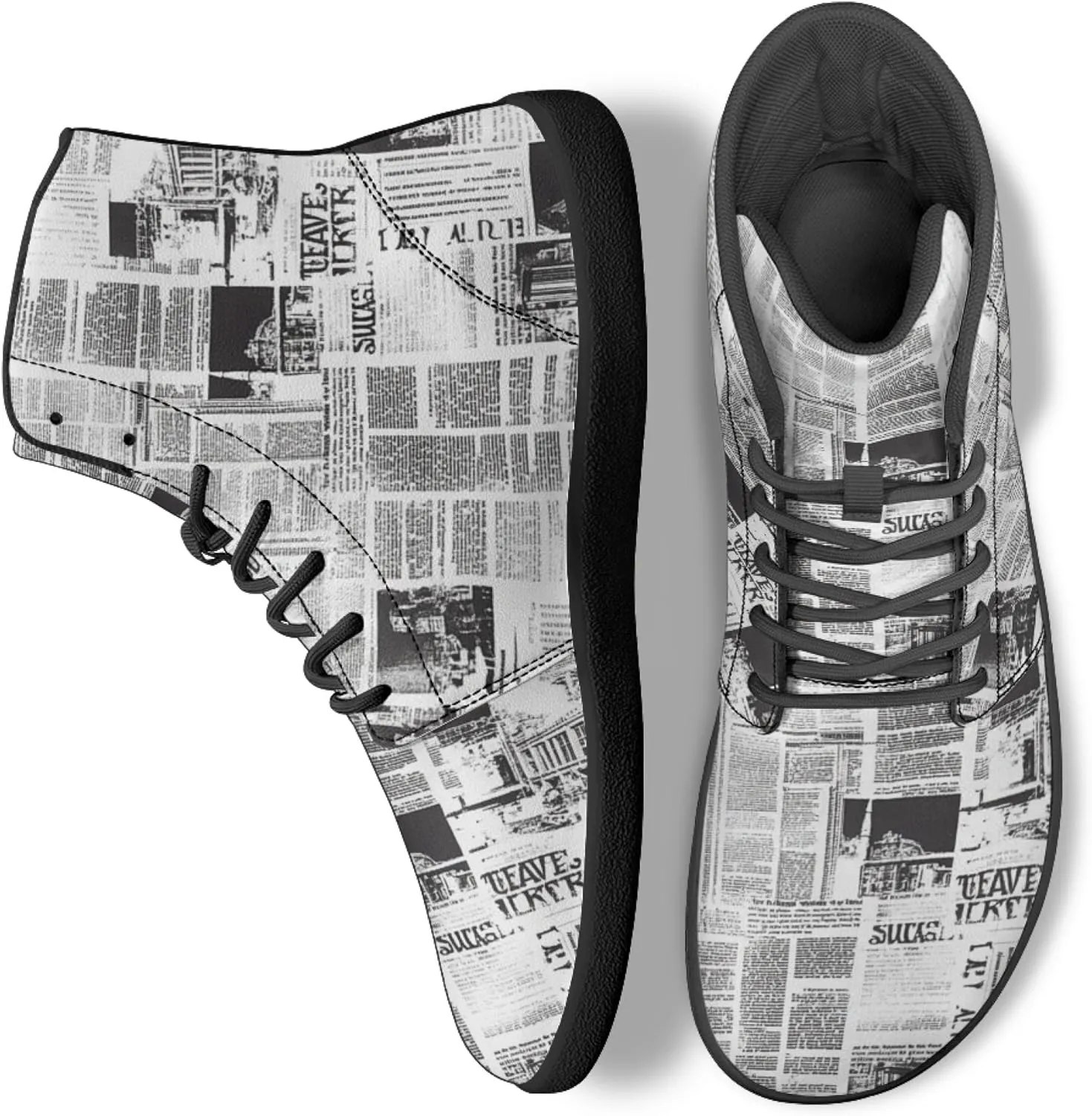 Novelty Print High Top Sneakers Shoes for Men Women Casual Lace up Barefoot Shoes