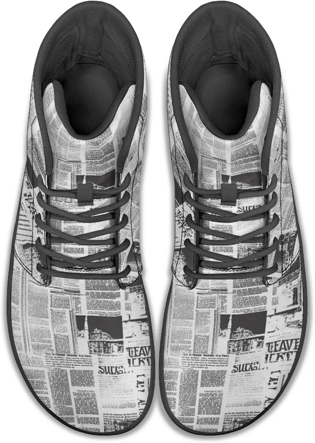 Novelty Print High Top Sneakers Shoes for Men Women Casual Lace up Barefoot Shoes