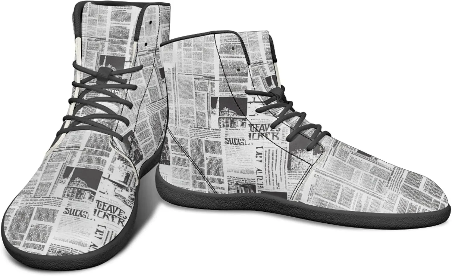 Novelty Print High Top Sneakers Shoes for Men Women Casual Lace up Barefoot Shoes