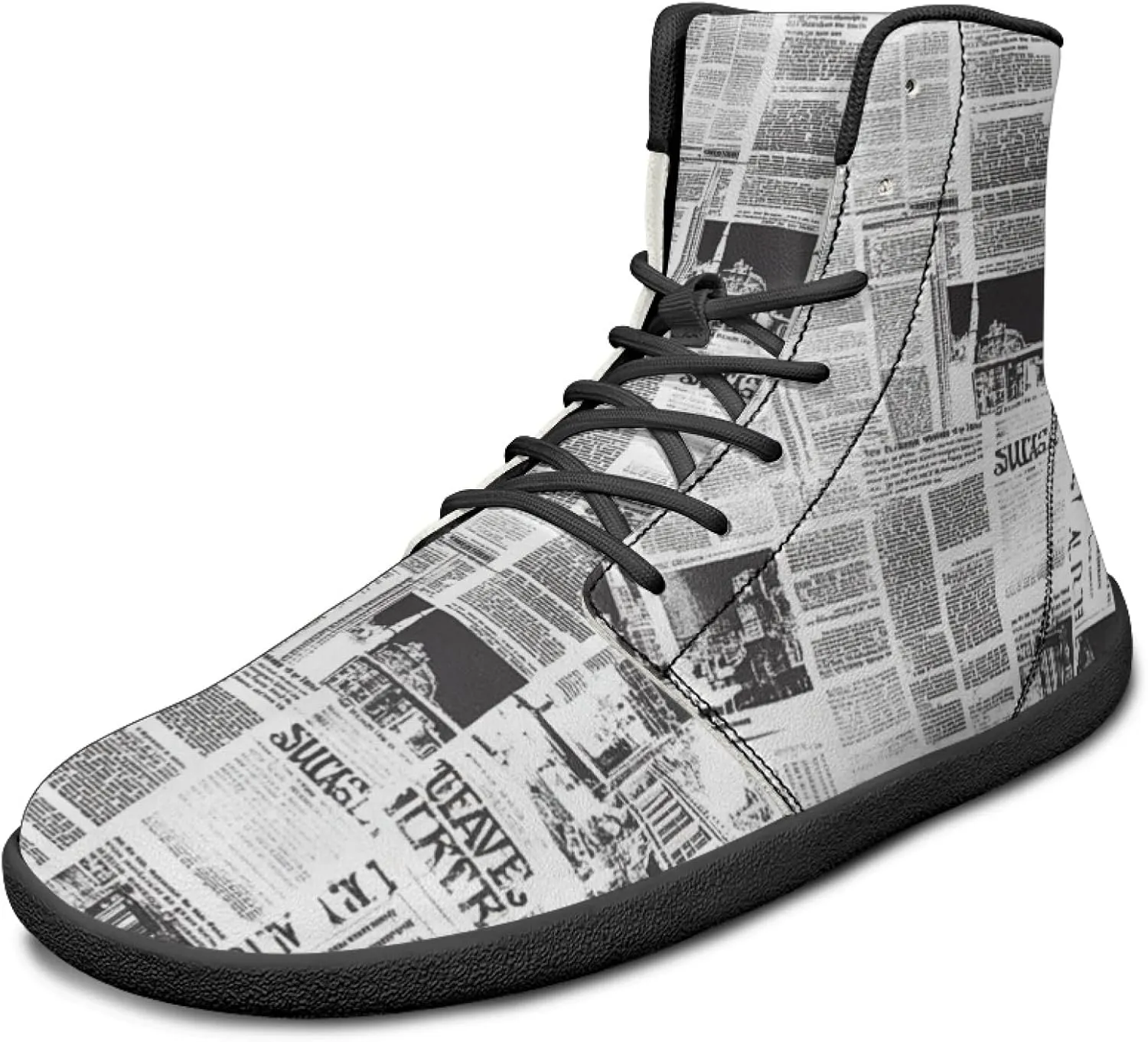 Novelty Print High Top Sneakers Shoes for Men Women Casual Lace up Barefoot Shoes