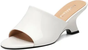 NUMALEO Women's Comfortable Low Kitten Heels Sandals, Slip-On Open Peep Toe Wedge Slide Mules, Summer Dress Shoes for Party, Homecoming, Daily Wear