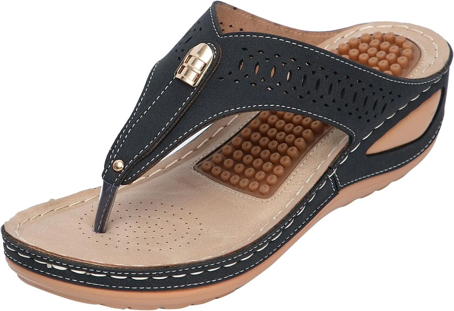 Orthopedic Sandals for Women Arch Support Flip Flops Wide Width Platform Wedge Beach Sandal for Woman Hollow Comfortable Boho Dressy Summer 2025 Cute